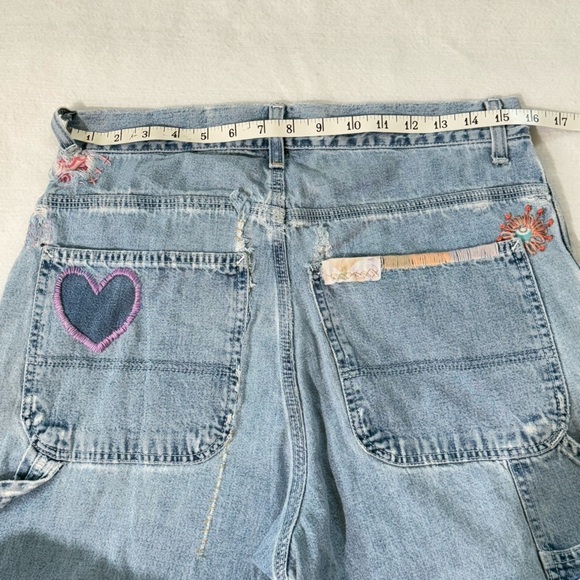 Artfully Altered Gap Carpenter jeans hand embroidered flowers butterflies Medium - Picture 10 of 12